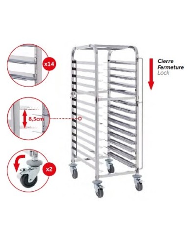 CARRO DE BANDEJAS FAST FOOD / SERVICIO INOXIDABLE