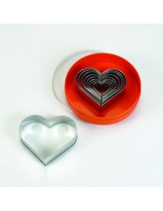 CORTAPASTAS PASTELERIA  CORAZON LISOS. JUEGO DE 9 PIEZAS