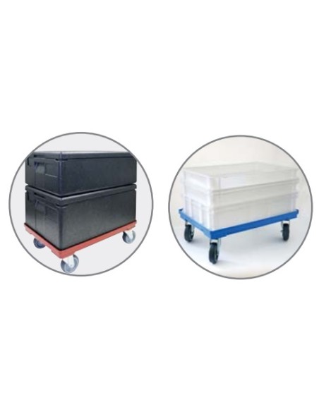 BASE RODANTE ECONOMICA PARA CUBETAS 40X60 O CAJA TERMOAISLANTE TOP-BOX GN 1/1