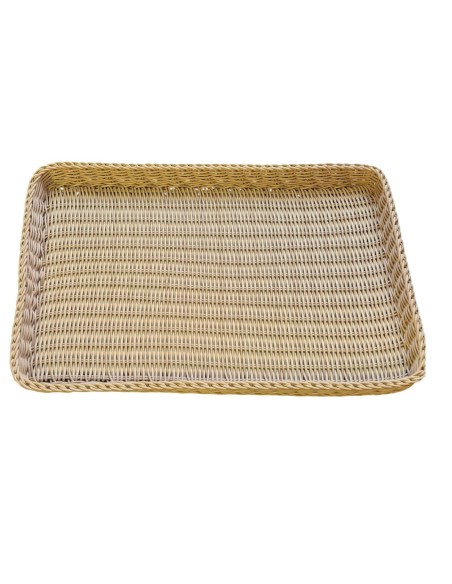 CESTA PARA PAN RECTANGULAR IMITACIÓN MIMBRE 40x27x5 cm